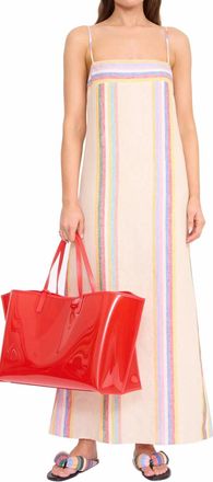 Staud Laura Linen Midi Dress In Day Trip Stripe