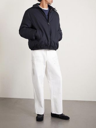 Neighborhood Cropped Wide-Leg Paint-Splattered Denim Cargo Trousers
