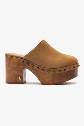 Larroude Womens Miso Wooden Platform Clogs In Peanut