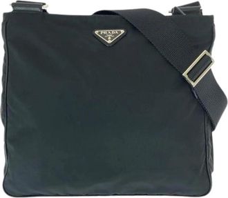 Prada Pre-owned Cross Body Bags, female, Black, Size: ONE SIZE Pre-owned Nylon Cross Body Bag