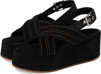 Free People Beach Party Platform Womens Dress Sandals Black Suede : EU 39.5 (US Womens 9.5) M, Suede/Leather