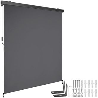 TecTake Toldo vertical con manivela, 2 soportes pared, 160x250 cm, negro