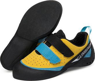 Generic Mens Stylish Anti-Slip Durable Climbing Training Shoes - Women Rock Climbing and Boulder Shoes for Indoor Outdoor (Yellow Blue,6.5)