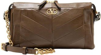 Valentino Garavani Valentino Brown Leather Chevron Panthea Small Shoulder Bag (Authentic Pre- Loved)