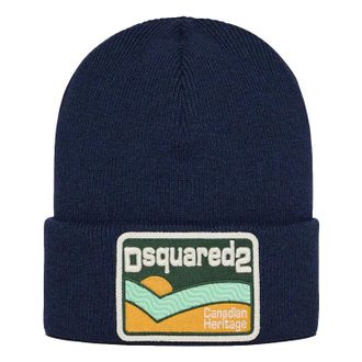 Dsquared2 Mens Canadian Heritage Beanie in Navy Blue Cotton - One Size