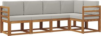 vidaXL Conjunto De Sof&aacute;s De Exterior 5 Uds. Gris Natural Y Claro Vidaxl