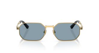 Versace Geometric Frame Sunglasses with Gold Metal Rims