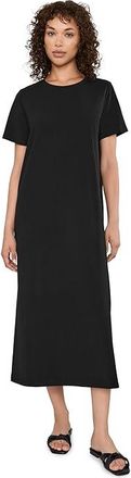 Eileen Fisher Pima Cotton Stretch Jersey Full Length Dress Womens Dress Black : LG, Cotton/Spandex