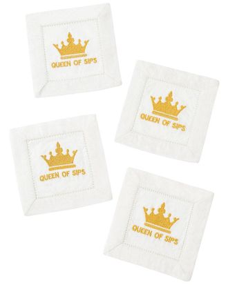 Tiramisu Set Of 4 Queen Of Sips Linen Cocktail Napkins