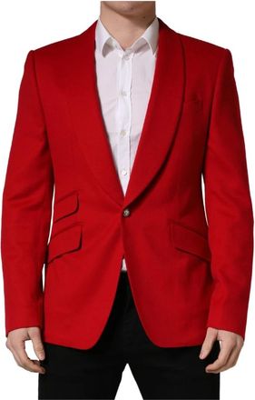 Dolce & Gabbana Cashmere Single-Breasted Blazer - Heren - Blazers - Rood - XL - Leer - Jassen