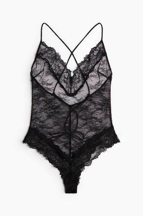 H&M Spitzenbody - Schwarz