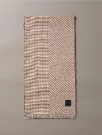 Calvin Klein Mens Mixed Pattern Scarf - Brown - OS