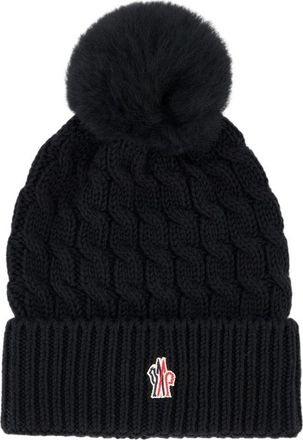 Moncler Cable-knit Pompom Virgin Wool Beanie Hat
