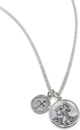 Nialaya Saint Christopher Double Medallion Necklace in Sterling Silver at Nordstrom