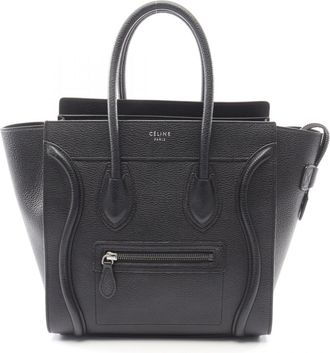 Celine Black Leather Handbag Tote Bag (Pre-Owned)