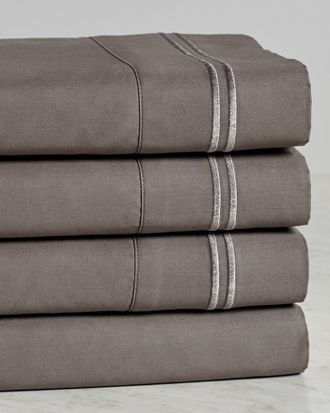 Melange Home 600Tc Border Stripe Embroidery Sheet Set