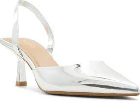 Aldo Brizza Slingback Pointed Toe Pump in Silver at Nordstrom Rack, Size 6.5