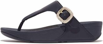 FitFlop Womens Lulu Crystal Buckle Leather Toe Post Sandals In Black