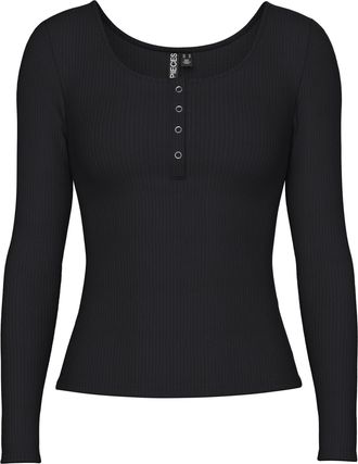 Pieces Pieces Womens Pckitte Noos B C Long Sleeve Top, Black (Black Black), M UK