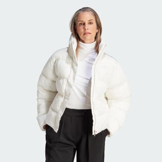 adidas Originals Womens Short Vegan Puffer Jacket - White recycled_material - Size Large