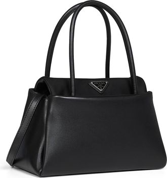 Prada Womens Handbag Passage Black Calf Leather Handbags Hand Bags