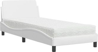 vidaXL Cama Con Colch&oacute;n Cuero Sint&eacute;tico Blanco 90x190 Cm Vidaxl