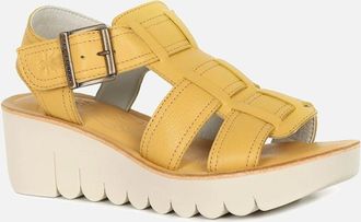 FLY London Womens Yudd Womens Wedge Heel Sandals - Yellow - Size: 5