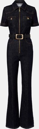 Self Portrait Belted denim jumpsuit