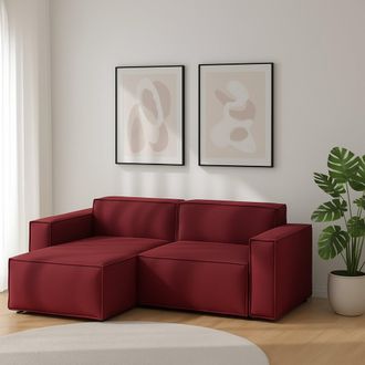Dmora Sof&aacute; Fijo Dkivil, Sof&aacute; Modular 2 Plazas Pen&iacute;nsula Izquierda, 100% Made In Italy, Sof&aacute; Moderno En Tela, Cm 220x170h70, Rojo - Dmora