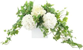 Creative Displays Inc. Handmade Faux Hydrangeas & Ivy In Square Fiberstone Pot