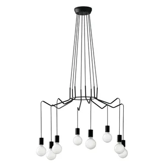 Luce-Ambiente-Design Suspensi&oacute;n H&aacute;bitat Con Cables Negros Ajustables Ocho Puntos de Luz