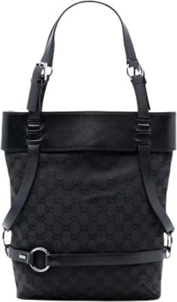 Gucci Pre-owned Tote Bags, female, Black, Size: ONE SIZE Pre-owned Canvas Tote Bag