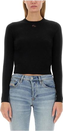 Diesel M-Areesax Wool and Cashmere Top - Dames - Ronde hals truien - Zwart - XS - Wol - Truien & Vesten