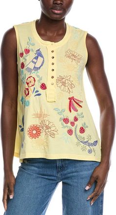 Johnny Was Raw Detail Henley Tank