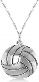 Allurez Volleyball Charm Mens Pendant Necklace 14K White Gold