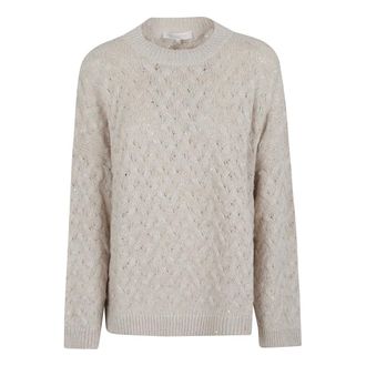 Antonelli Round-neck Knitwear, female, Beige, Size: XS Luxury Wool Blend Topwear