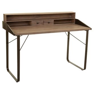 Wanderlust Deco Escritorio De Madera Y Metal Marr&oacute;n 130x60x95h Cm