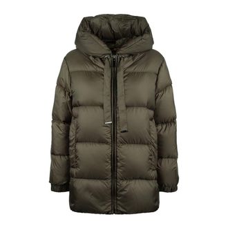 Max Mara Khaki Green Anti-Drip Canvas Down Jacket