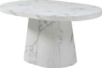 Vente-Unique Mesa de comedor extensible 6 a +12 personas de MDF - Efecto m&aacute;rmol blanco - CLOEVA