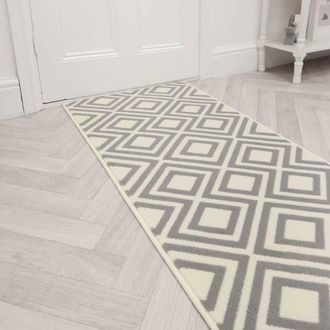 Runrug Hallway Carpet Runner Rug - Soft & Comfy, 9mm - Kilim in Grey | Size: 60 cm x 420 cm