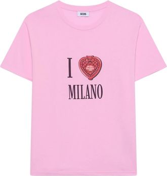 GCDS Polly Pocket Milano T-shirt - Dames - T-shirts - Roze - S - Katoen - Tops
