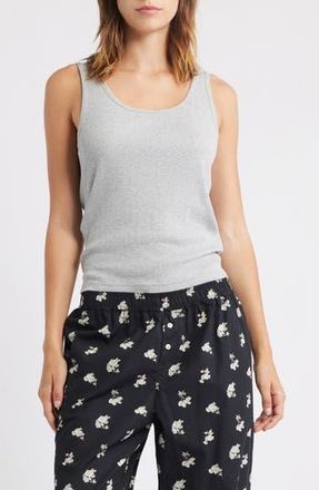 Open Edit Rib Tank in Grey Heather at Nordstrom Rack, Size Medium