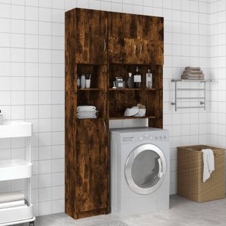 vidaXL Armario Ba&ntilde;o Madera De Ingenier&iacute;a Roble Ahumado 32x25,5x190 Cm Vidaxl
