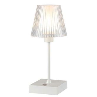 Jonathan Y Designs Oscar Modern Industrial Rechargeable/Cordless Iron/Acrylic Integrated Portable LED Table Lamp with Ribbed Shade in White at Nordstrom