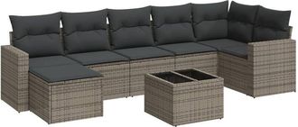 vidaXL Vidaxl - Set De Sof&aacute;s De Jard&iacute;n 8 Pzas Y Cojines Rat&aacute;n Sint&eacute;tico Gris