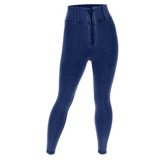 Freddy Leggings FREDDY Leggings WRUP4HC002NS, Damen, Gr. XL, EURO, blau (schwarz jeans, schwarz seams), Obermaterial: 84% Baumwolle CO. 16% Elasthan EL., Hos
