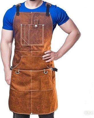 No Brand Delantal Resistente Y Duradero Para Hombre Con 6 Bolsillos Para Herramientas, Resistente Al Calor, Para Carpinter&iacute;a, Soldadura, Jardiner&iacute;a, Forja Y Ba