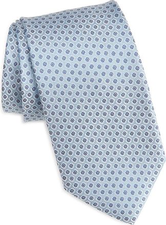 David Donahue Neat Floral Medallion Silk Tie in Sky at Nordstrom