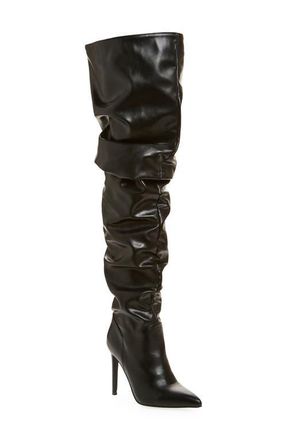 Azalea Wang Torvi Slouch Pointed Toe Over the Knee Boot in Black at Nordstrom, Size 6.5