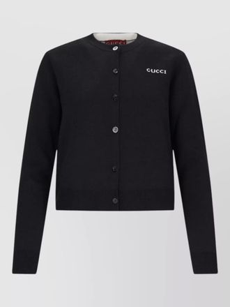 Gucci silk blend crewneck fitted jacket